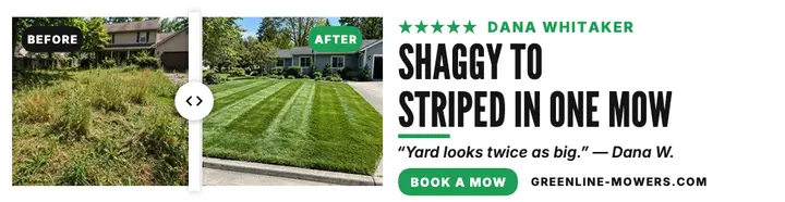 Greenline Mowers before after review billboard template