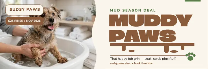 Sudsy Paws muddy paws groomer header template