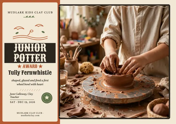 Mudlark junior potter award certificate template
