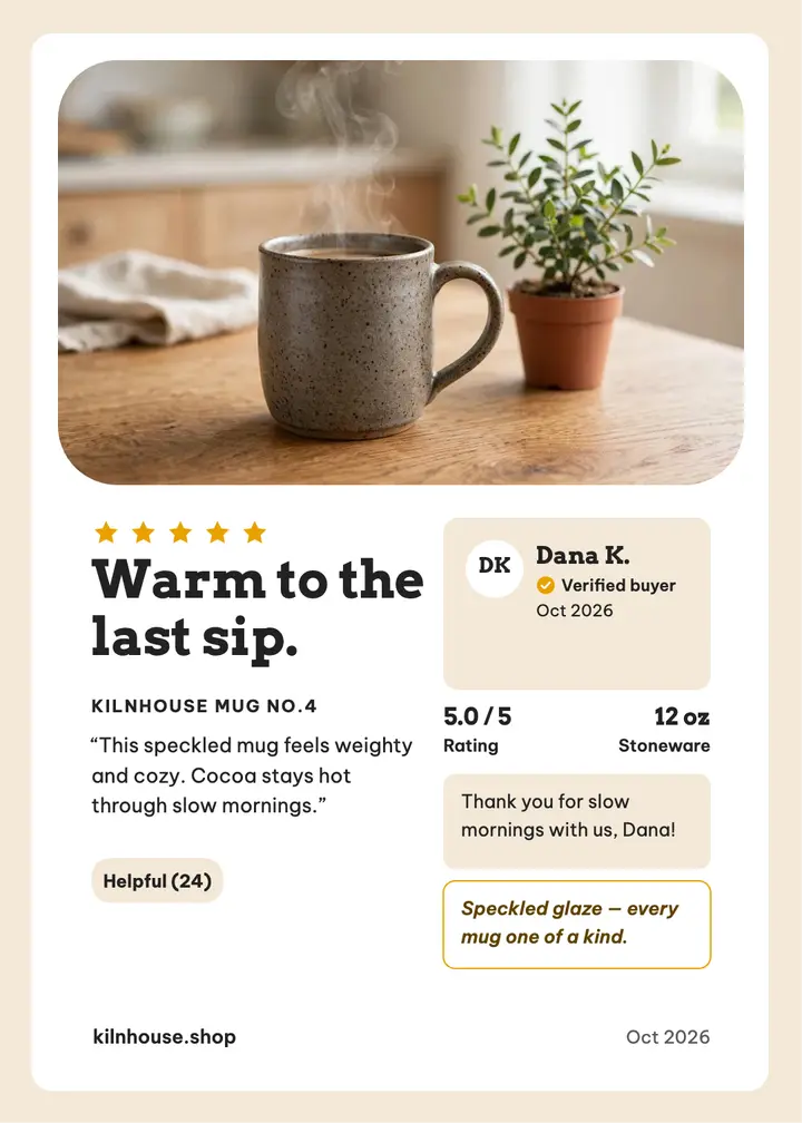 Kilnhouse mug five-star review card template