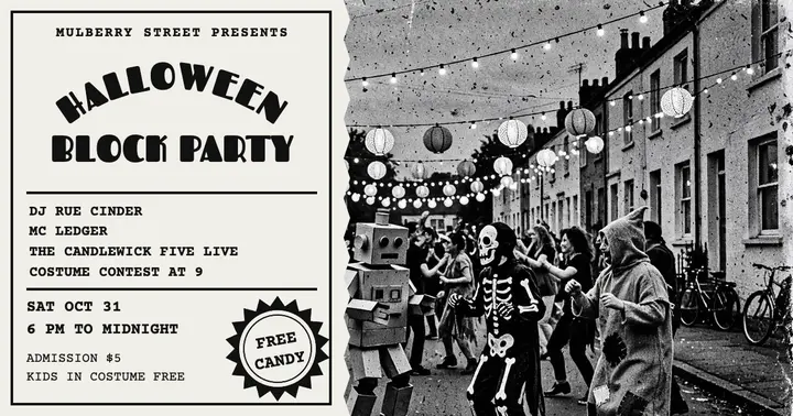 Mulberry Street Halloween block party post template