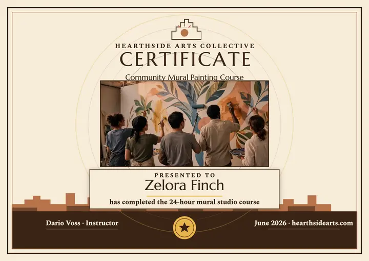 Hearthside mural course certificate template