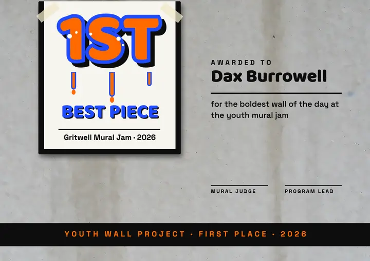 Gritwell mural jam first place certificate template