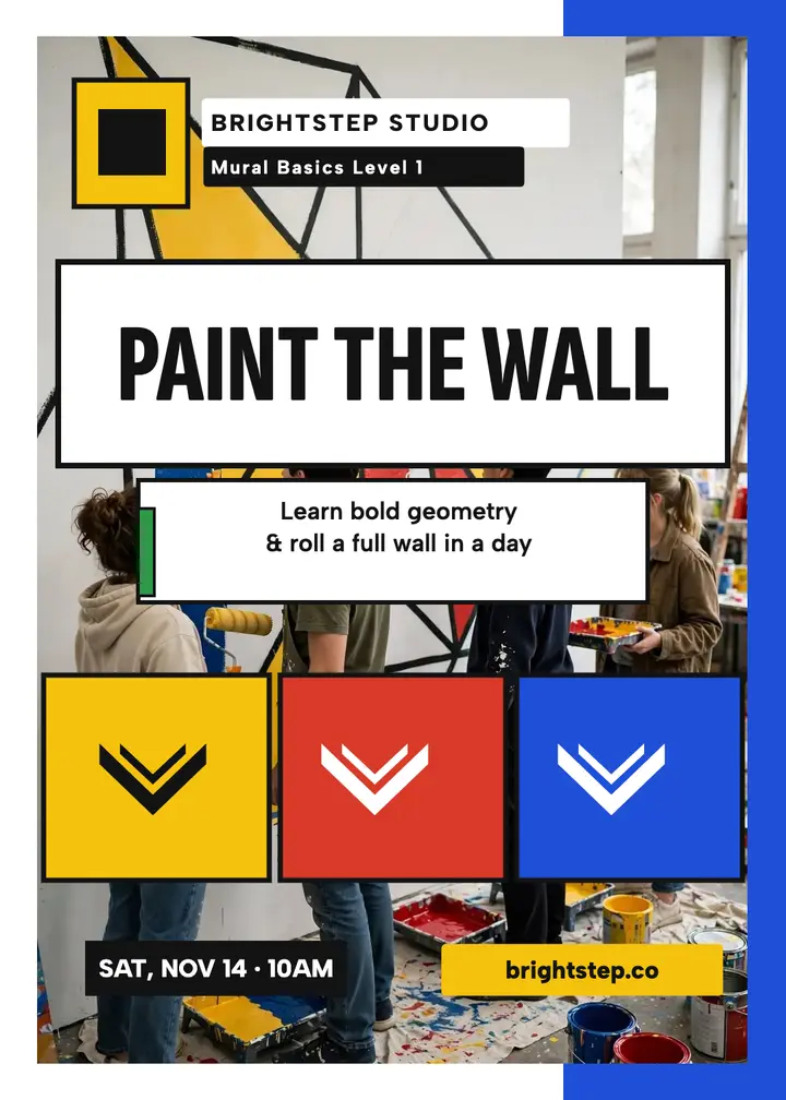 Brightstep Studio mural painting class invite template