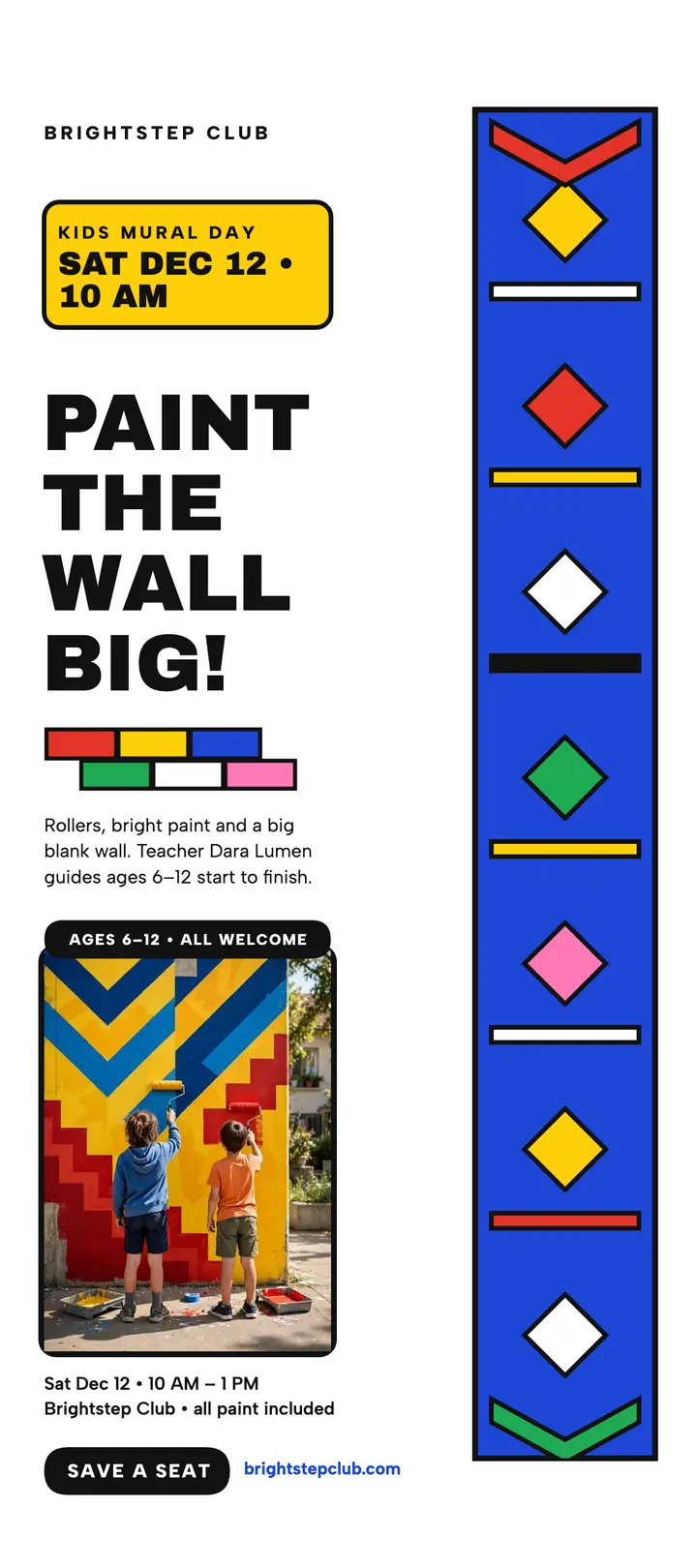 Brightstep mural painting Saturday rack card template