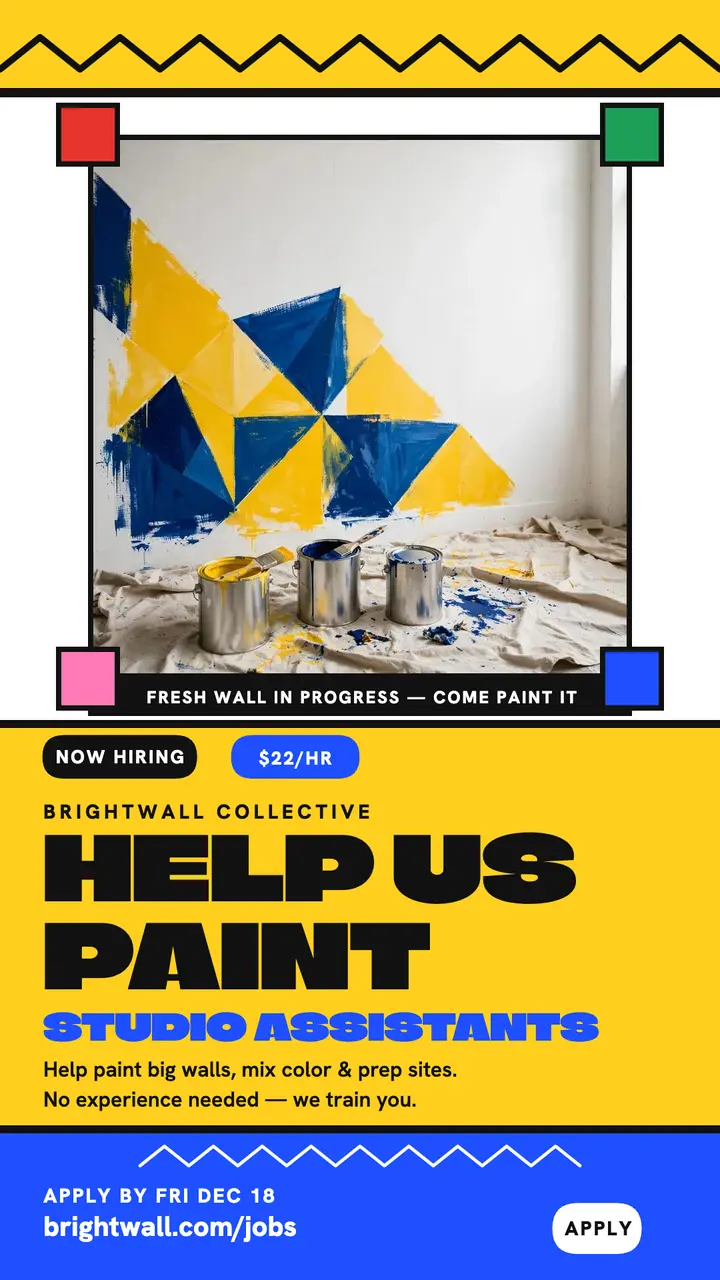 Brightwall mural assistant hiring story template