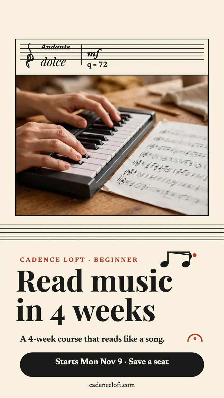 Cadence Loft music reading course story template
