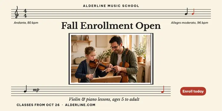 Alderline music school enrollment score post template