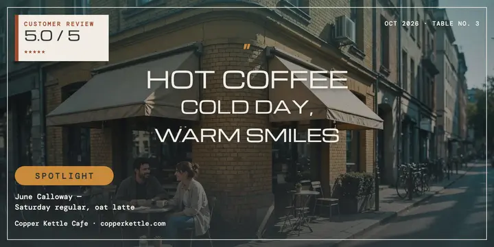 Copper Kettle Cafe spotlight review post template