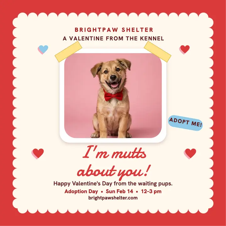 Mutts about you puppy valentine post template
