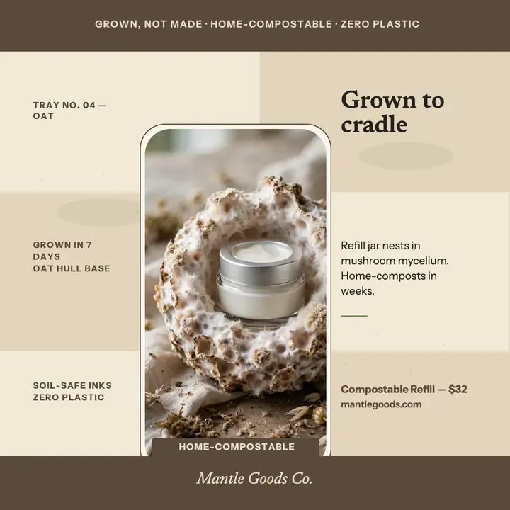 Mantle Goods compostable packaging launch template
