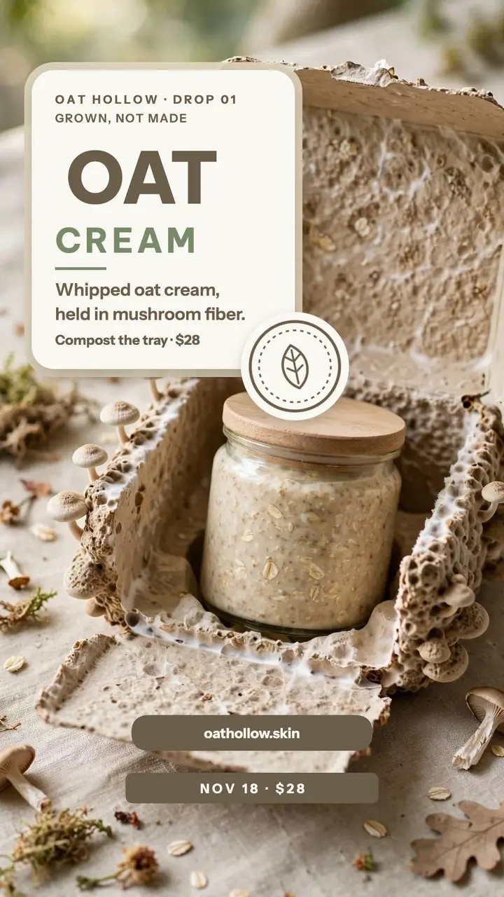 Oat Hollow mushroom packaging launch story template