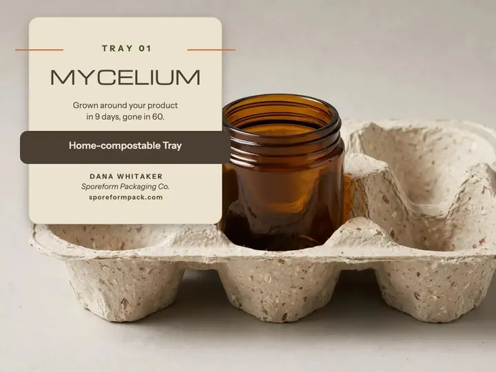 Sporeform mycelium tray pitch slide: mushroom packaging slide template