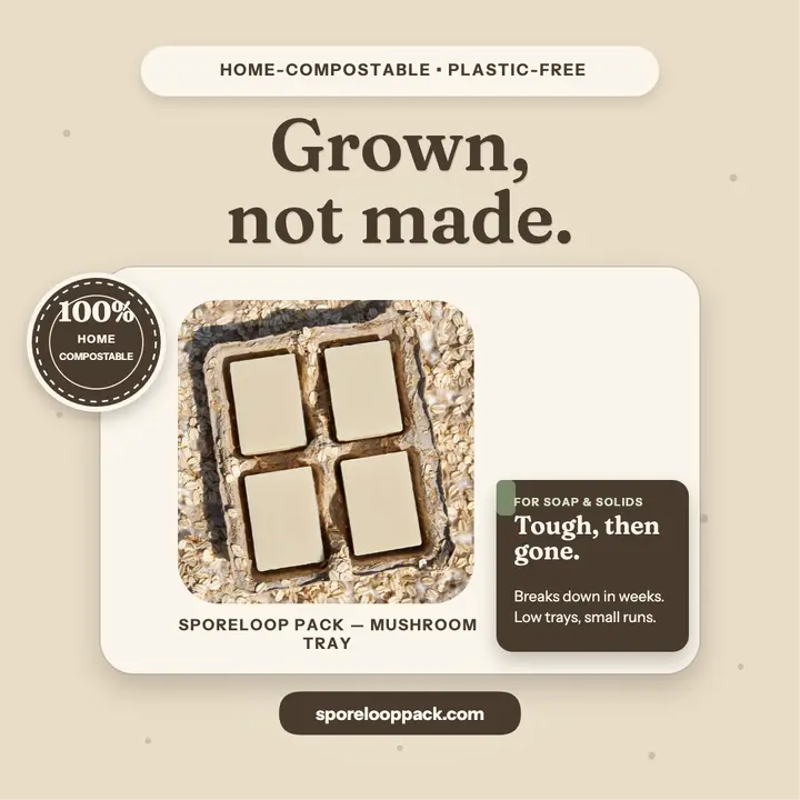 Sporeloop mushroom soap pack post: mushroom packaging post template