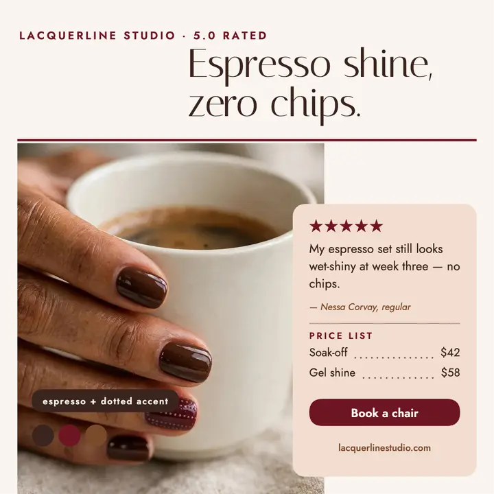 Lacquerline espresso manicure review card template