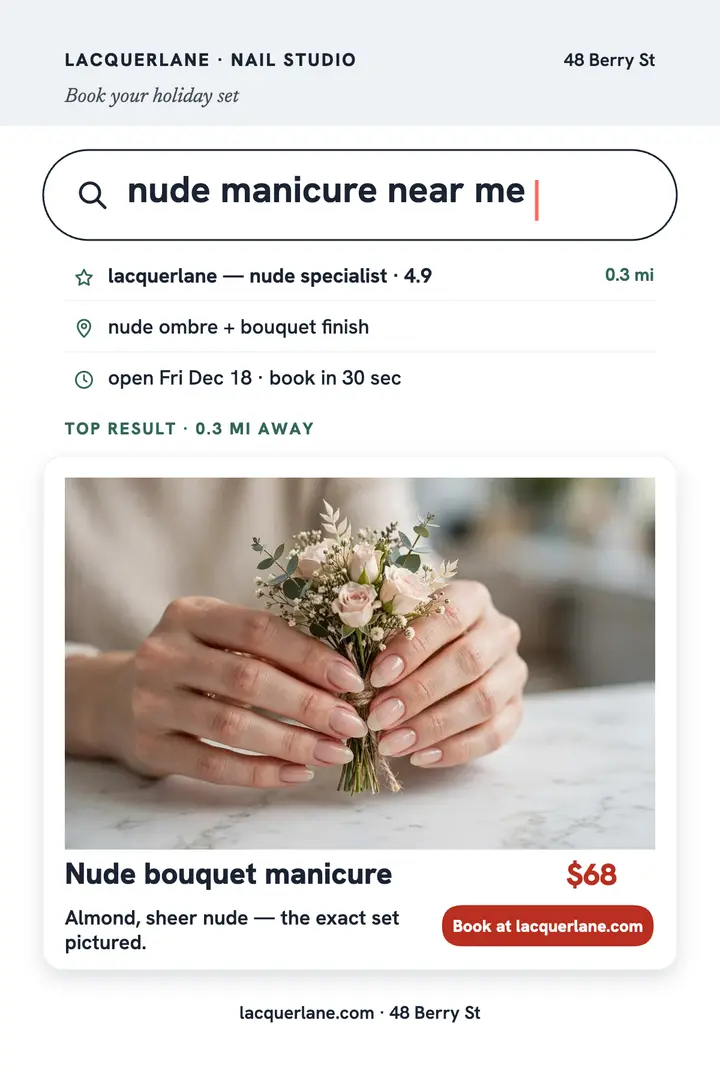 Lacquerlane search booking poster: nail studio poster template