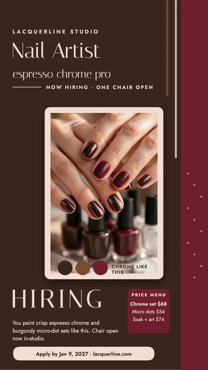 Lacquerline Studio hiring story: nail artist hiring story template