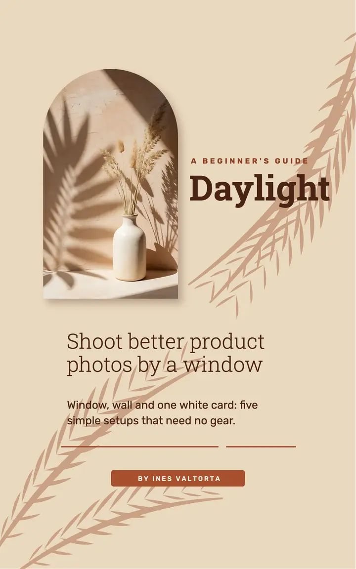 Daylight product photography guide cover, sun shadow template