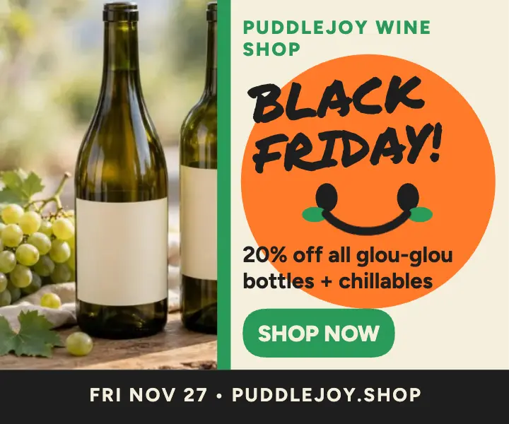 Puddlejoy Black Friday wine ad template