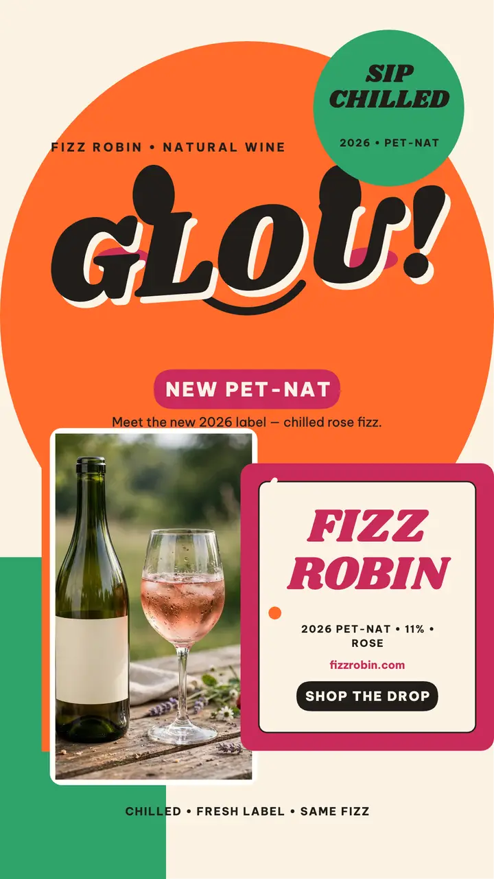 Fizz Robin pet-nat label reveal story template