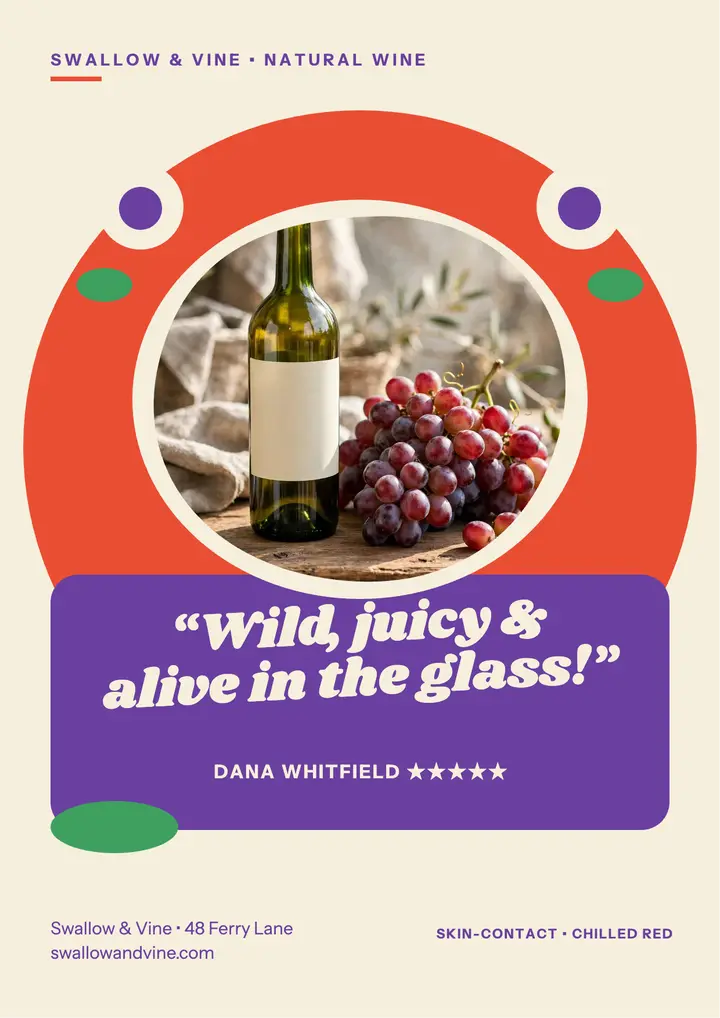Swallow and Vine wine review flyer template