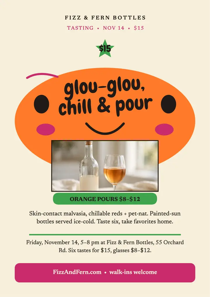 Fizz and Fern chilled wine tasting flyer template
