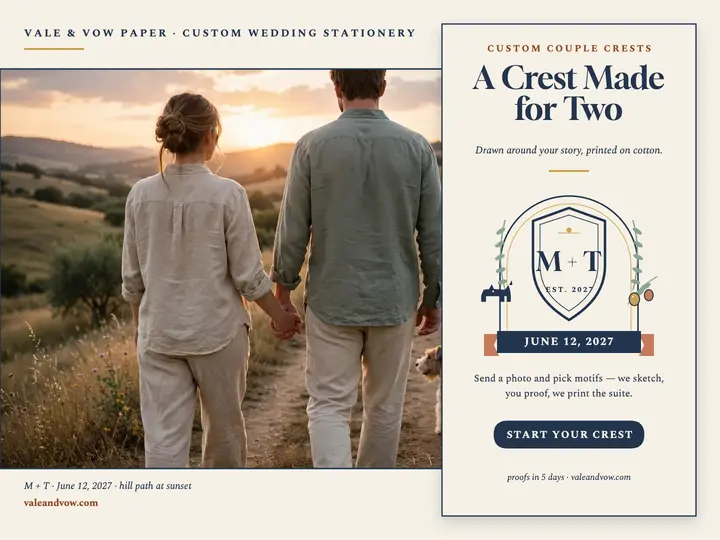 Vale and Vow custom crest stationer slide: wedding crest slide template