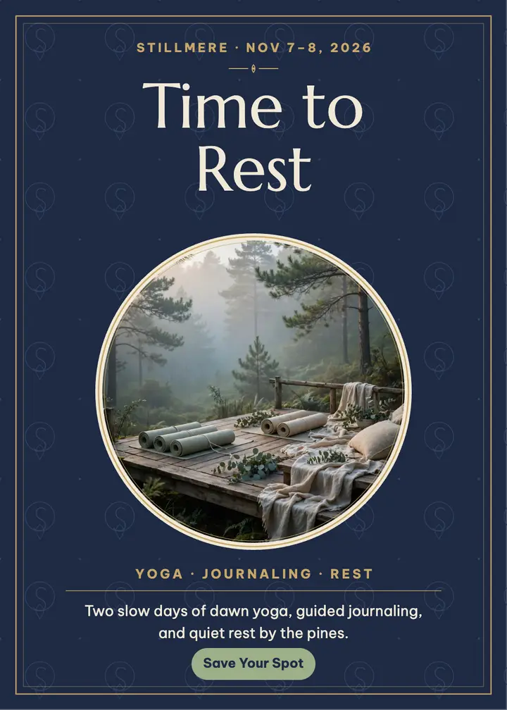Stillmere wellness retreat weekend invite template