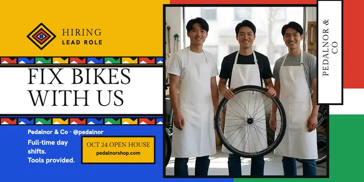 Pedalnor bike shop hiring post template