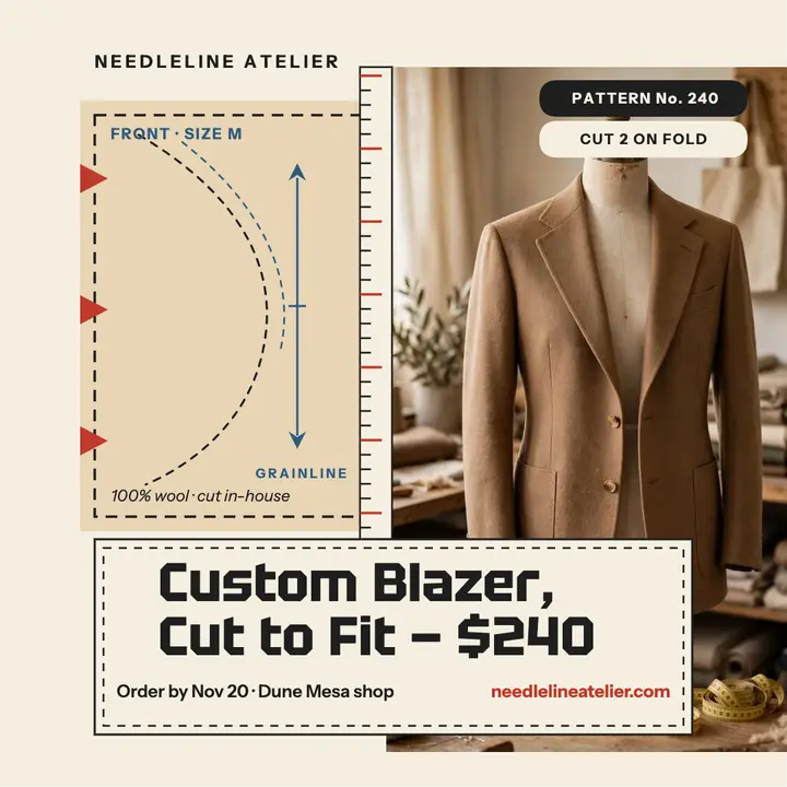 Needleline custom blazer pattern post template