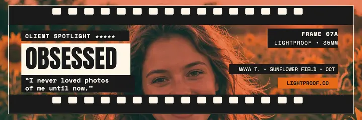 Lightproof sunflower portrait review header: client review header template