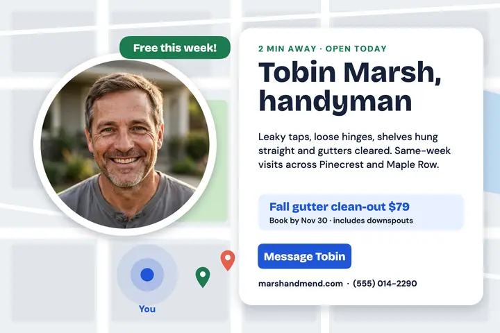 Neighborhood handyman map postcard template