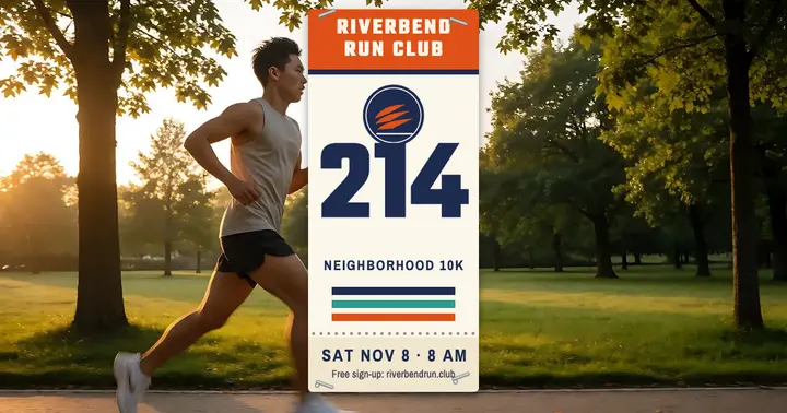 Riverbend 10K run club race bib post template