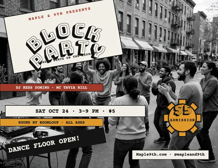 Maple and 9th block party flyer: block party flyer template