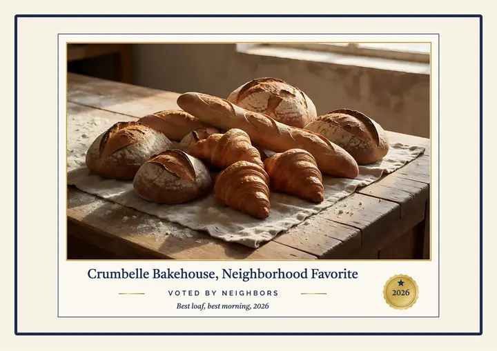 Crumbelle Bakehouse neighborhood favorite certificate: neighborhood favorite award certificate template