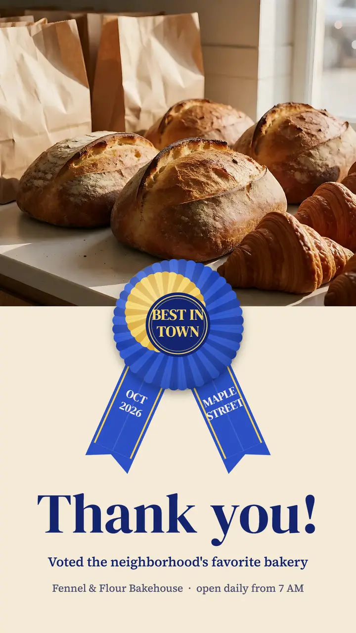 Best bakery award rosette instagram story: best bakery award story template