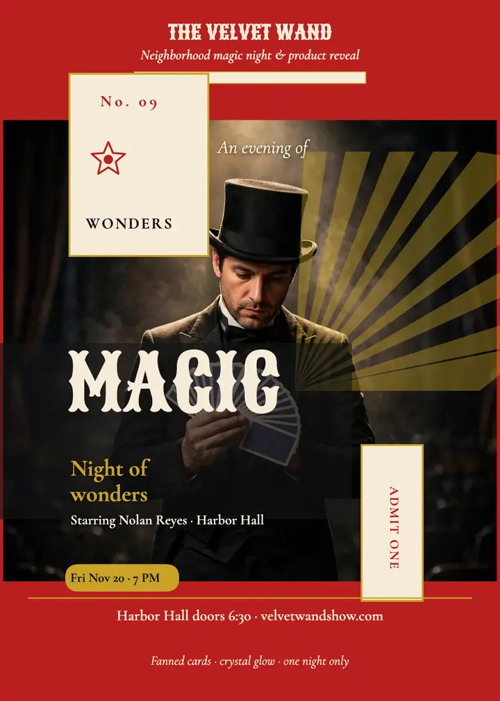 Velvet Wand magic night invitation template
