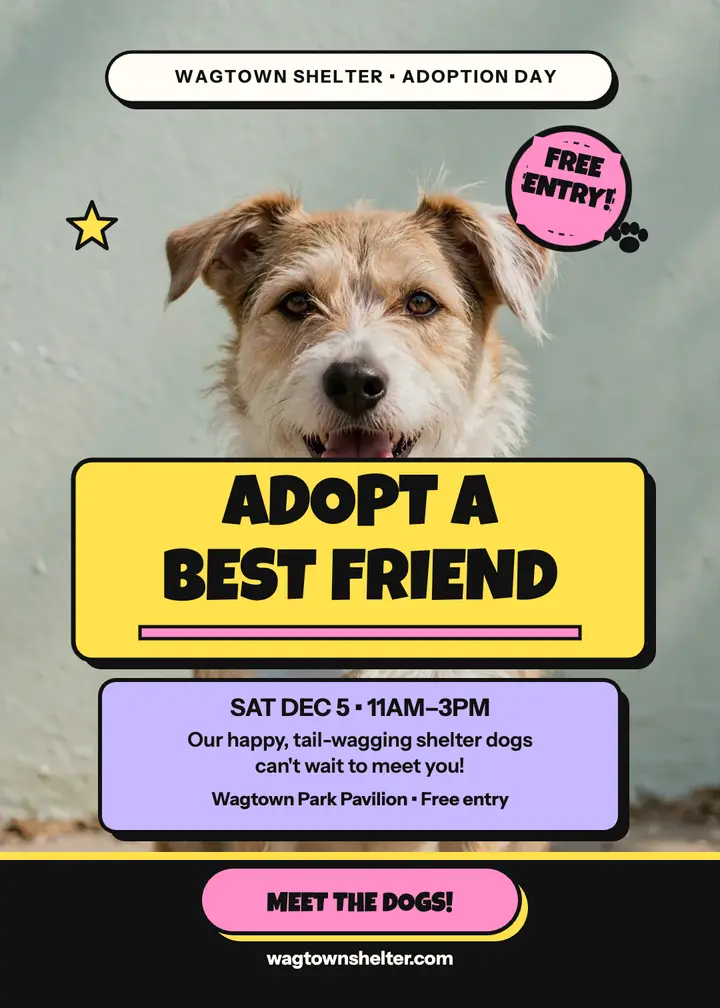 Wagtown Shelter adoption day invite: adoption day invitation template