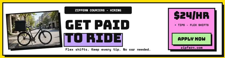 Zipfern bike courier hiring billboard template