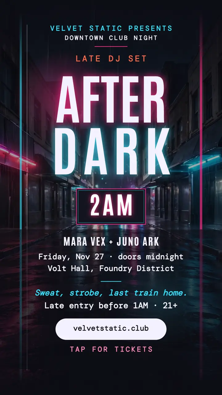 Velvet Static after dark club story template