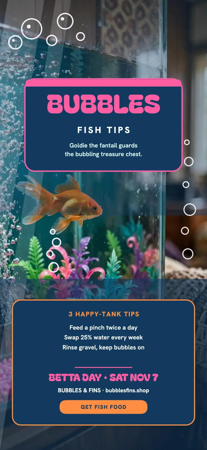 Bubbles and Fins neon aquarium wallpaper: aquarium phone wallpaper template