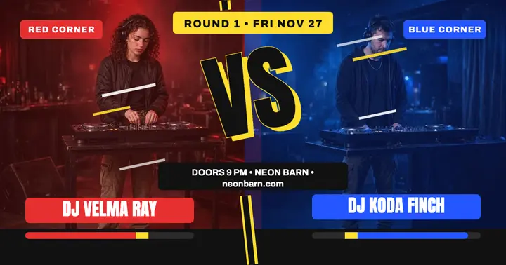 Neon Barn DJ versus night post template
