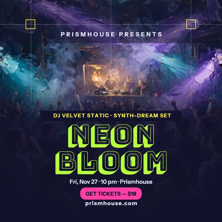 Neon Bloom synth DJ night post template