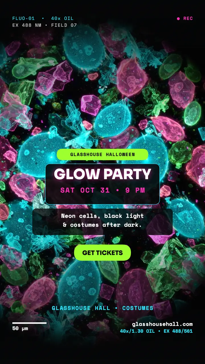 Glasshouse Glow Party neon story template