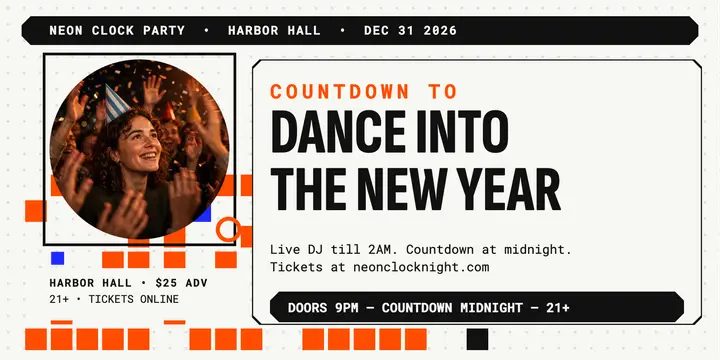 Neon Clock New Year countdown x-post template