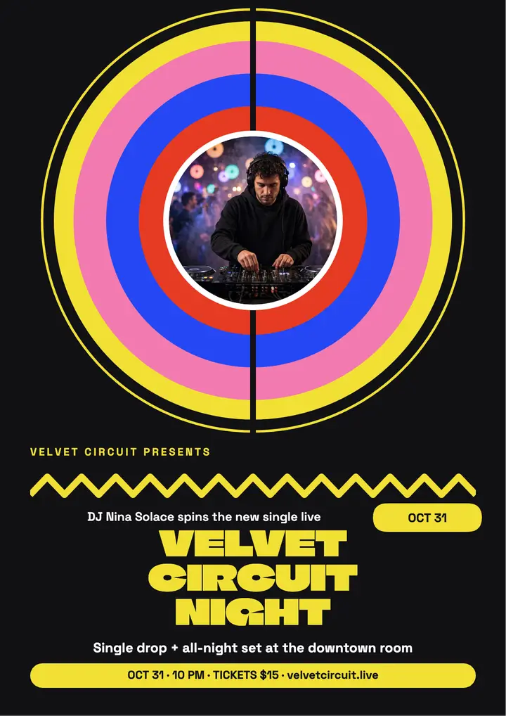 Velvet Circuit DJ night discs flyer template