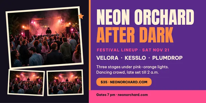 Neon Orchard Fest DJ lineup collage template