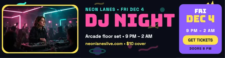 Neon Lanes DJ night billboard template
