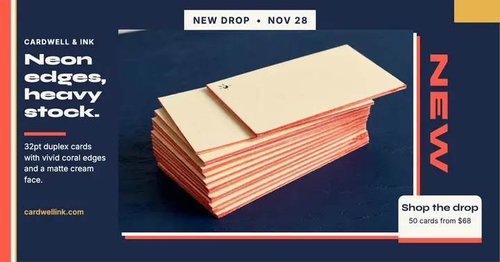 Cardwell & Ink neon edge card drop template