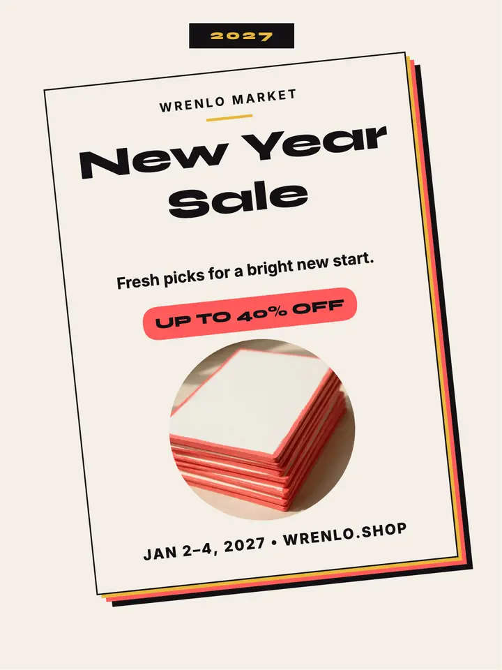 Wrenlo New Year sale card: new year sale card template